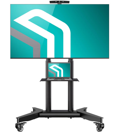 ONKRON TS1571-B TV Rollständer 32-75 Zoll - Schwarz. Mobiler, schwarzer Standfuß auf Rollen für 32-75" TV-Geräte zur flexiblen Displayplatzierung.