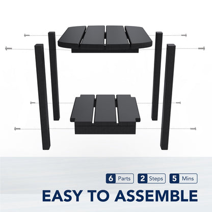 NALONE Adirondack Beistelltisch HDPE Outdoor 2 Ebenen Schwarz