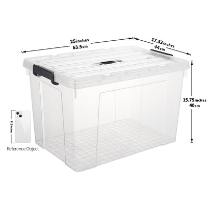 Cetomo Organizer-Behälter 90L Transparent - 3er Pack mit Deckel