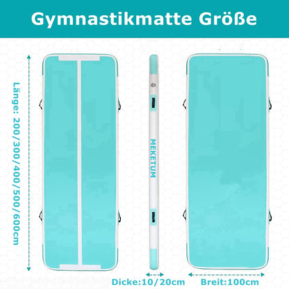 MEKETUM Air Turn Track Gymnastikmatte Aufblasbar - Grün, 3m x 10cm