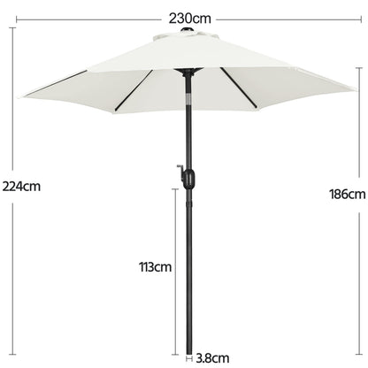 Yaheetech Sonnenschirm Ø 230 cm, knickbar, Gartenschirm rund, Creme
