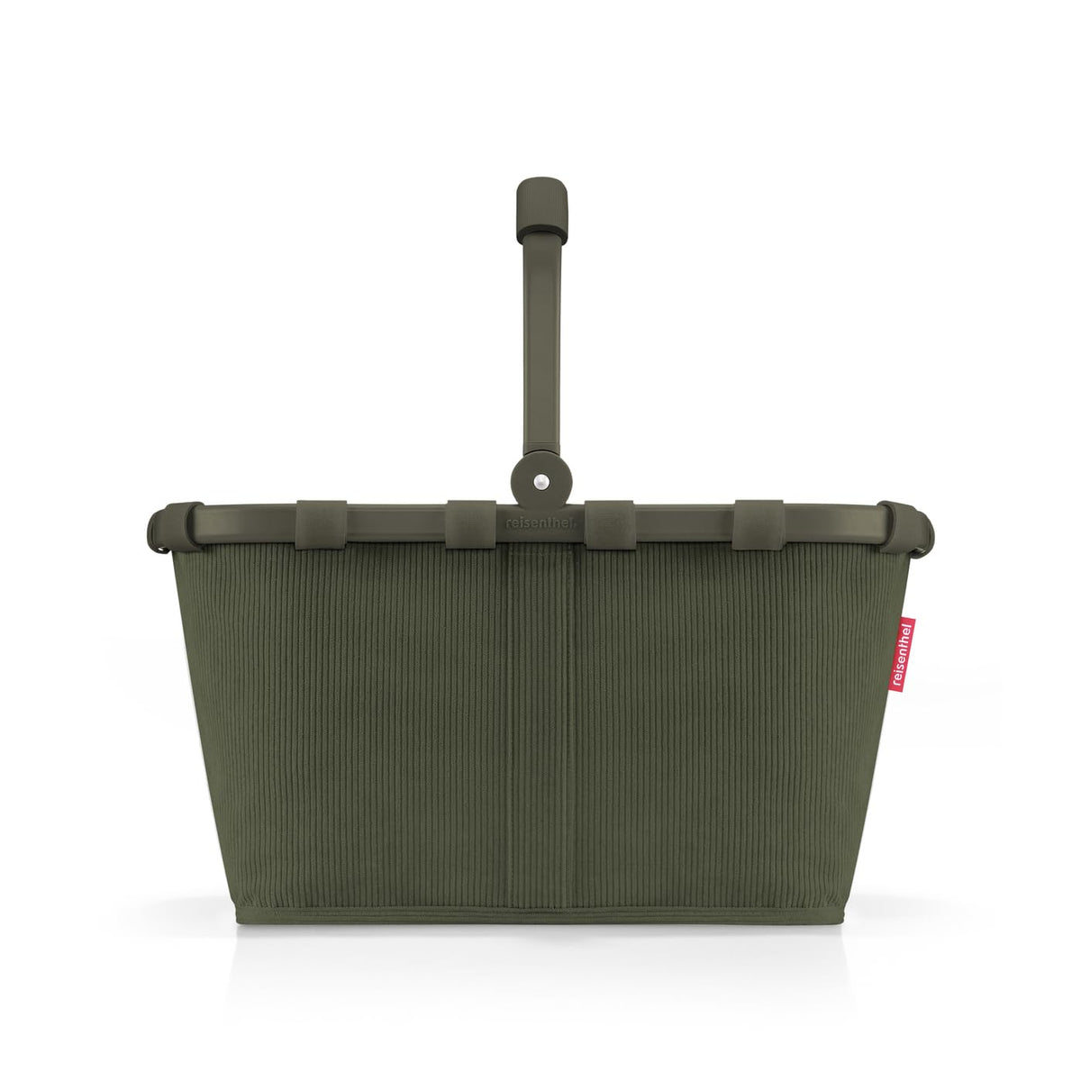 reisenthel carrybag cord dark matcha – Einkaufskorb, 22 l, mit Aluminiumrahmen und Reissverschluss-Innentasche