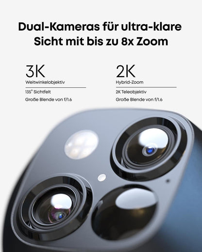 eufy Security SoloCam 2+1 Solar-Überwachungskamera aussen, 360°, 3K