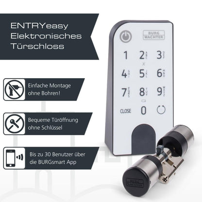 BURG-WÄCHTER ENTRYeasy 7601 PIN Türschloss mit Keypad - Schwarz