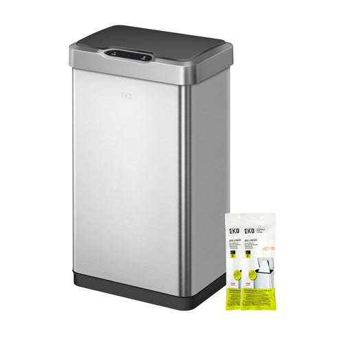 EKO Mirage-T 50L Sensor Mülleimer - Edelstahl rechteckig. Rechteckiger 50L Edelstahl-Abfallbehälter mit Sensor für automatische Deckelöffnung.