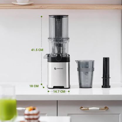 AMZCHEF Slow Juicer 1902M – Entsafter mit 120 mm Einfüllschacht
