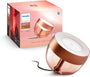 Philips Hue White & Color Ambiance Iris Tischleuchte SE Kupfer. Runde, kupferfarbene Leuchte. Smart steuerbares, farbiges und weißes Licht für Ambiente.