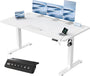 JUMMICO Steh-Sitz Schreibtisch Elektrisch - 160x70cm Weiss USB. Rechteckige, weisse Tischplatte, elektrisch höhenverstellbar mit USB. Ergonomisches Arbeiten sitzend/stehend.
