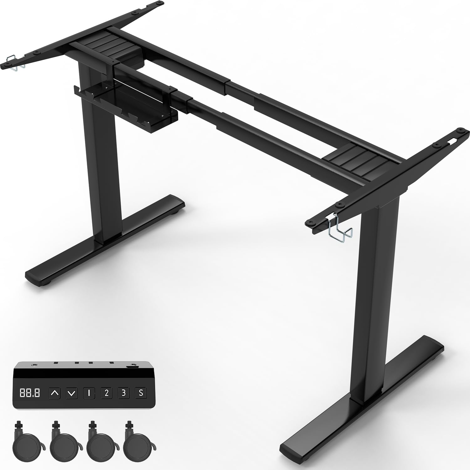 Homall Elektrisches Schreibtischgestell 2 Motoren – Schwarz. Metallgestell zur elektrischen Höhenverstellung eines Tisches für ergonomisches Arbeiten.