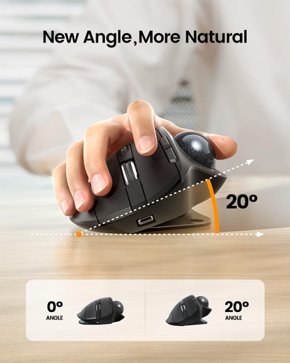 ProtoArc EM01 NL Trackball-Maus, kabellos, Bluetooth, 5 DPI, schwarz