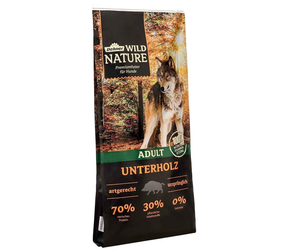 Dehner Wild Nature Unterholz Adult Trockenfutter Wildschwein 12 kg, getreidefreies Hundefutter für ausgewachsene Hunde