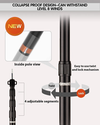 AVOFOREST Teleskop-Zeltstangen Aluminium, 88–265 cm, schwarz, 2er-Set