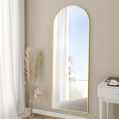 NEUWEABY Ganzkörperspiegel Bogen 162x53 cm mit Ständer, Gold
