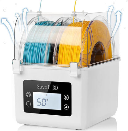 Sovol SH01 Filamenttrockner Trockenbox für 2 Filamentrollen, mit Echtzeit-Display für Temperatur und Luftfeuchtigkeit