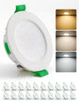 HOMEOW LED Einbaustrahler 20er Set, 4W 230V, IP44, 3 Farbtemperaturen, ultra flache Bauweise