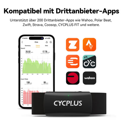CYCPLUS H2Pro Herzfrequenz-Brustgurt mit Bluetooth & ANT+, IPX7