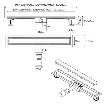 SaniteModar Duschrinne 60cm Befliesbar Duschablauf mit Siphon