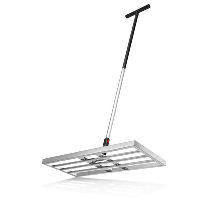 KSP-TEC Rasenrakel Edelstahl 75x35 cm Nivellierrechen mit Stiel