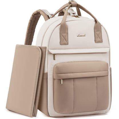 LOVEVOOK Wickelrucksack mit Wickelauflage, Beige-Khaki – Wickeltasche aus gepolsterter Baumwolle