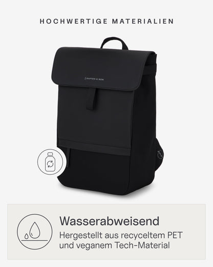 Kapten & Son Rucksack Fyn Classic All Black 11 L mit 14" Laptopfach