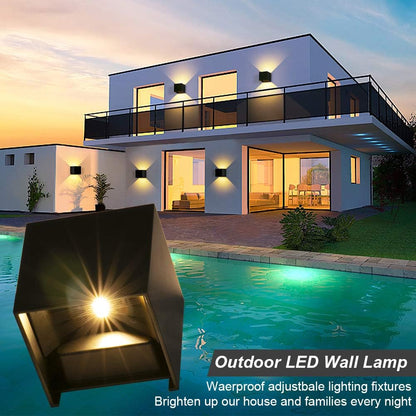 ledmo 4er LED Wandleuchten Innen/Aussen 12W warmweiss schwarz