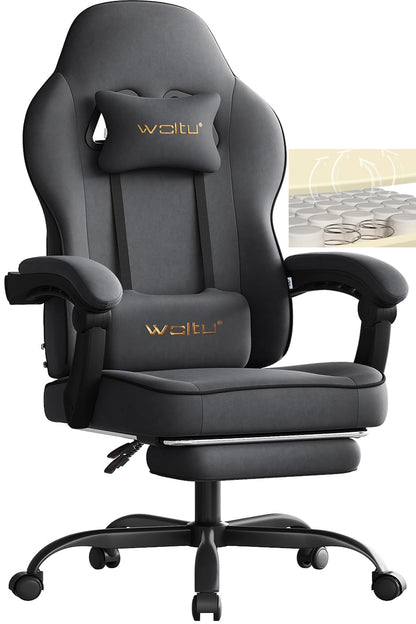 WOLTU Gaming Stuhl GS10 Ergonomisch, Tech-Stoff Grau, hohe Rückenlehne. Ermöglicht ergonomische Sitzhaltung beim Gaming und Arbeiten.