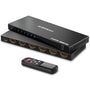 AVIDGRAM HDMI 2.1 Umschalter 8K/4K 120Hz - 5-in-1 mit IR. Schwarzes Gerät verbindet 5 HDMI-Quellen mit 8K/4K 120Hz Display.