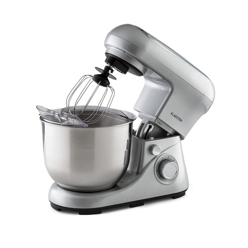 Klarstein Knetmaschine Küchenmaschine 1300W - 5L Schüssel: Standmixer mit 5L Edelstahlschüssel, zum Kneten von Teig und Rühren von Cremes.