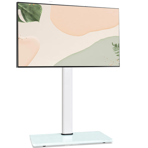AOKCOS Universal TV Bodenständer 1.6m 43-85 Zoll – Weiss. Weißer Standfuß, 1,6m hoch. Dient zur freistehenden Montage von TVs (43-85 Zoll).