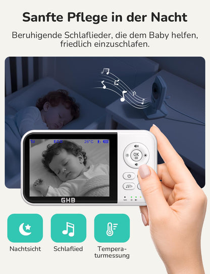 GHB Babyphone mit Kamera MC632B, 3,2 Zoll LCD, Nachtsicht, Weiss
