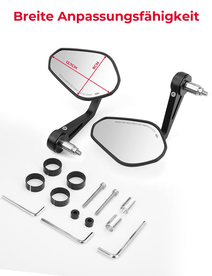 KEMIMOTO Lenkerendenspiegel Motorrad E-geprüft - 22mm Paar