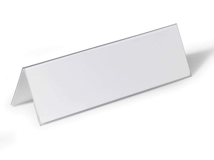 Durable Tischnamensschild A4 Einlage transparent – 25 Stk. Transparentes, aufstellbares Schild für A4 Einlagen zur Tischkennzeichnung.