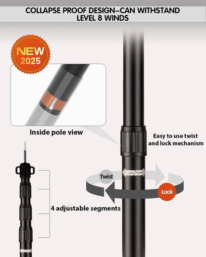 AVOFOREST Aluminium Teleskop Zeltstange – Schwarz