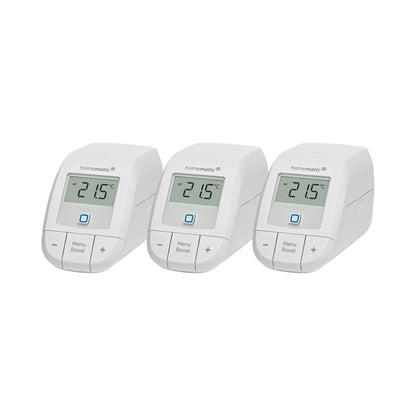 Homematic IP Erweiterungsset Heizen – Basic, 3 Thermostate. Weiße, kompakte Funk-Heizkörperthermostate zur Erweiterung der smarten Raumklima-Regulierung.