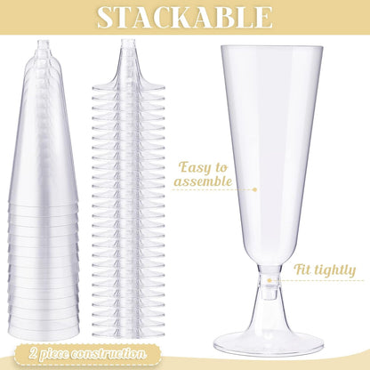 JMIATRY Sektgläser aus Kunststoff, transparent, 150 ml, 100 Stück