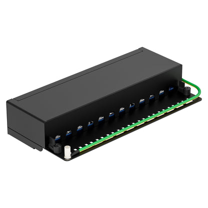 FGB CAT 7 Patchpanel 12-Port RJ45 geschirmt, Tisch-/Wandmontage