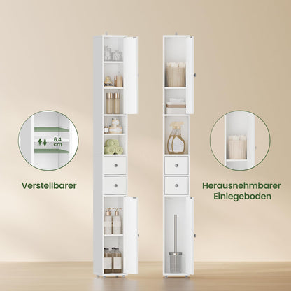 EUGAD Badezimmerschrank, schmaler Badschrank, 20 x 20 x 180 cm, weiss