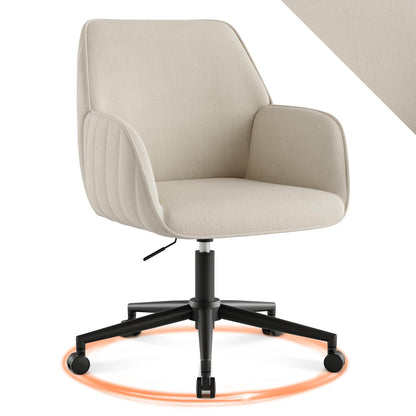 BERYTH Bürostuhl Samt Weiss, ergonomischer Drehstuhl mit Armlehnen