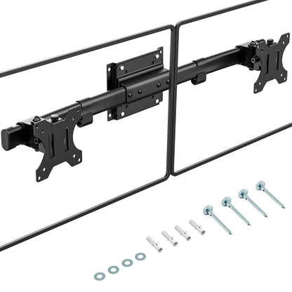 PUTORSEN Dual Monitorhalterung Adapter, 13-27 Zoll, VESA 75/100 aus Stahl mit gebogener Schiene für zwei Monitore