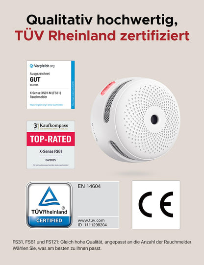 X-Sense Smart Rauchmelder XS01-M mit WLAN, vernetzbar, 3 Stück
