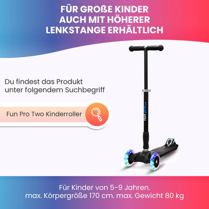 Fun Pro ONE Kinderroller Premium – Faltbar, LED, ab 3 Jahre