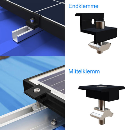 Warmfay Solarmodul-Halterung Set, Aluminium, schwarz eloxiert, 30-35mm
