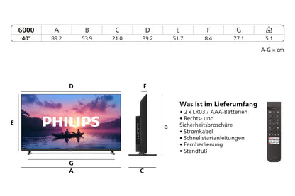 Philips 40PFS6000 HD LED Smart TV Fernseher – 40 Zoll Display