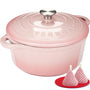 Overmont Gusseisen Bräter Schmortopf – emailliert 28cm Rosa. Runder, rosa emaillierter Gusseisen-Schmortopf zum Schmoren und Braten.