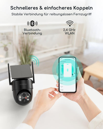 COOAU C5 Pro Überwachungskamera aussen, 2K WLAN Solar mit Akku
