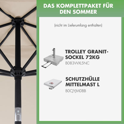 Doppler Jack Sonnenschirm 300 x 200 cm Natur, knickbar mit Kurbel
