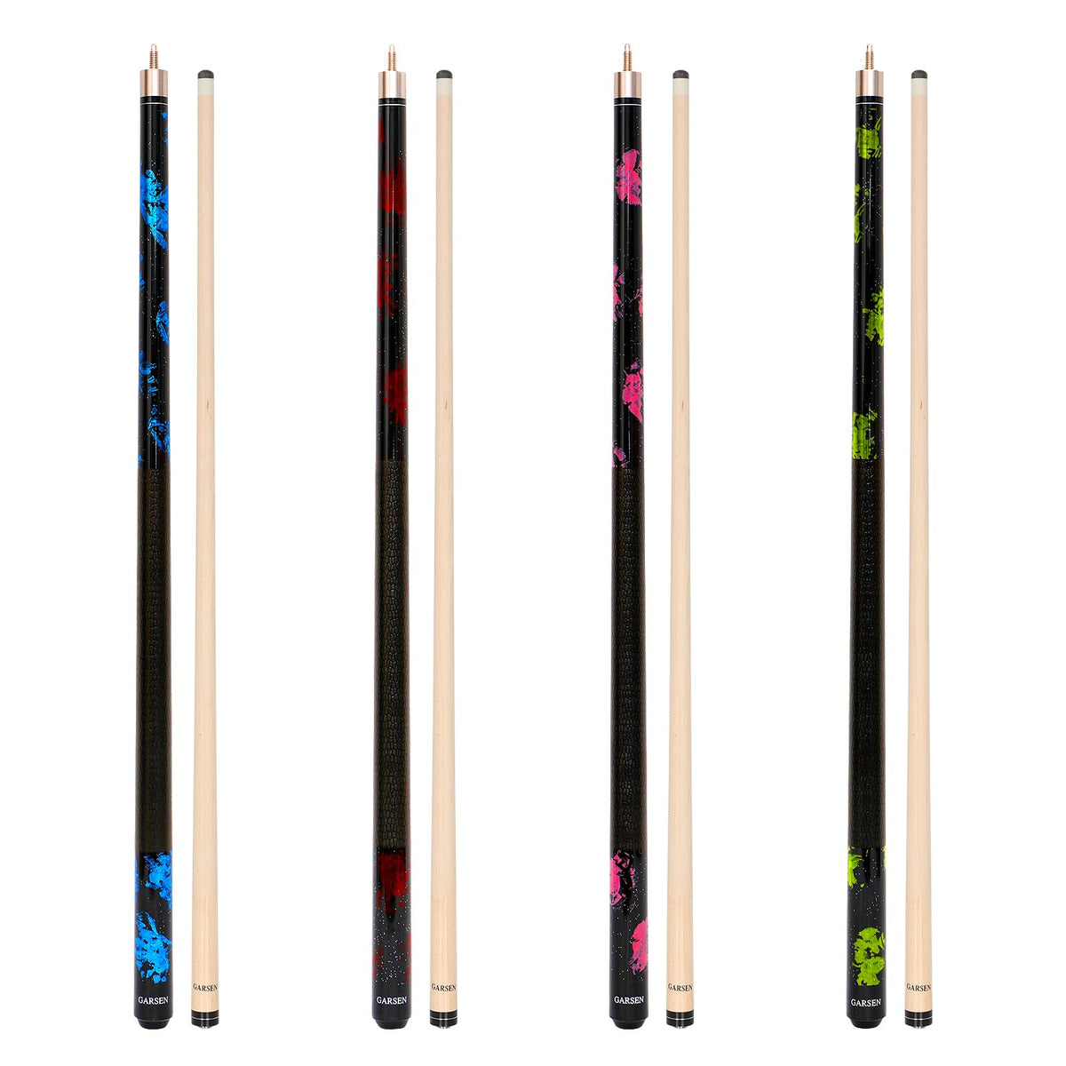 GARSEN Billard-Queue Set – 4 Stück Haus/Bar Pool-Queues 147cm: Lange, schlanke Holzqueues zum Spielen von Pool-Billard.