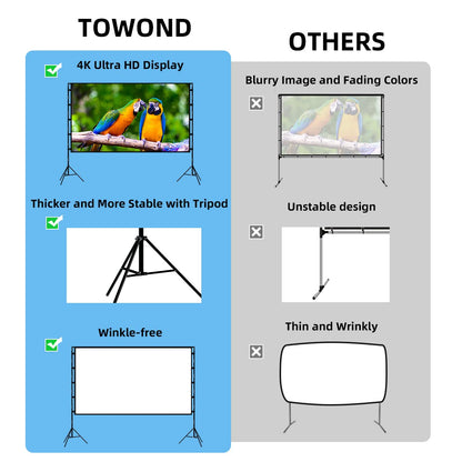 Towond tragbare Beamer Leinwand 100 Zoll 16:9 - Indoor/Outdoor