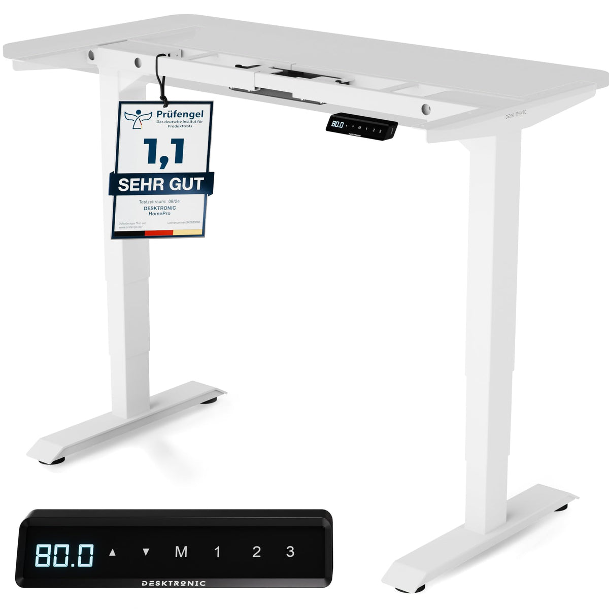 Desktronic Höhenverstellbarer Schreibtisch Gestell – Elektrisch Dual-Motor. Schwarzes Metallgestell zur elektrischen Tischhöhenverstellung.