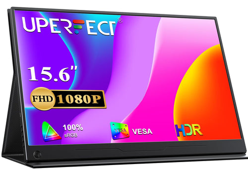 UPERFECT Portable Monitor 15.6 Zoll Tragbarer Monitor - Schwarz: Rechteckiges Display für mobile Geräte zur Inhaltsanzeige.